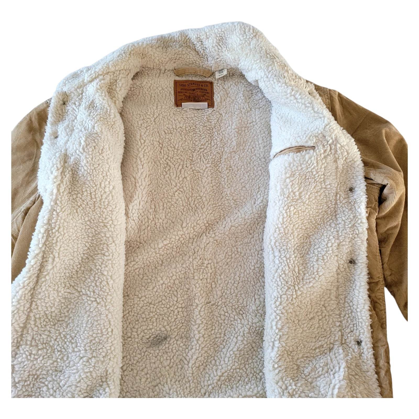 Levi’s Premium 16365 - 0066 Tan Sherpa Corduroy Jacket – XL - USASTARFASHION