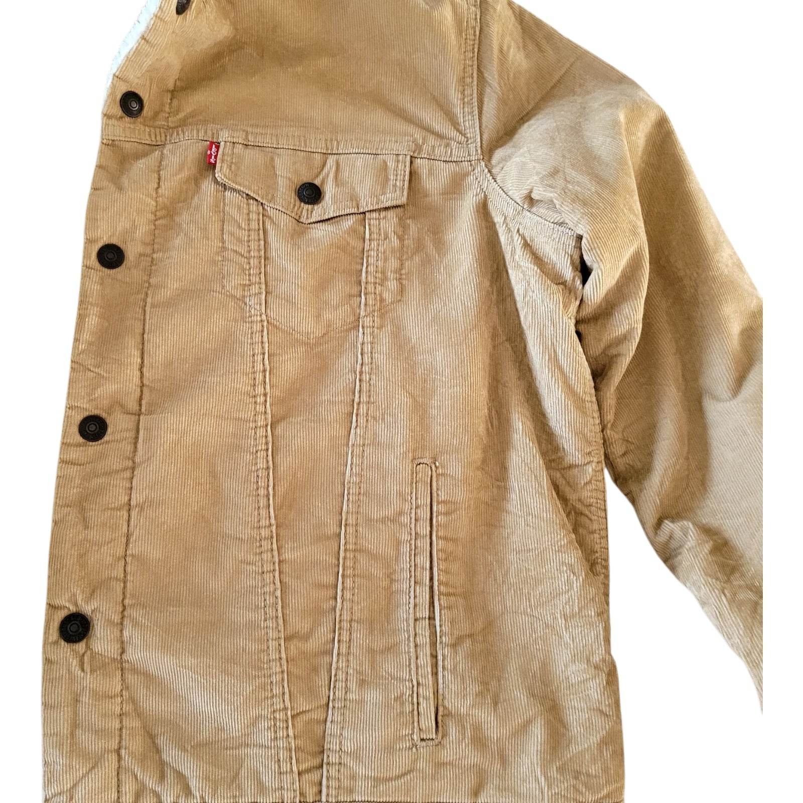 Levi’s Premium 16365 - 0066 Tan Sherpa Corduroy Jacket – XL - USASTARFASHION