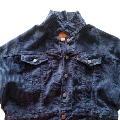 Levi’s Premium Navy Boxy Corduroy Trucker Jacket – Size M - USASTARFASHION