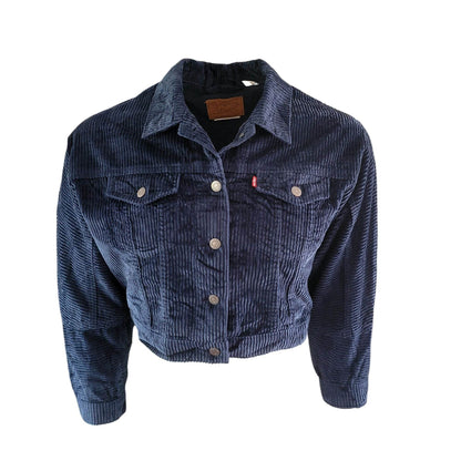 Levi’s Premium Navy Boxy Corduroy Trucker Jacket – Size M - USASTARFASHION