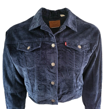 Levi’s Premium Navy Boxy Corduroy Trucker Jacket – Size M - USASTARFASHION