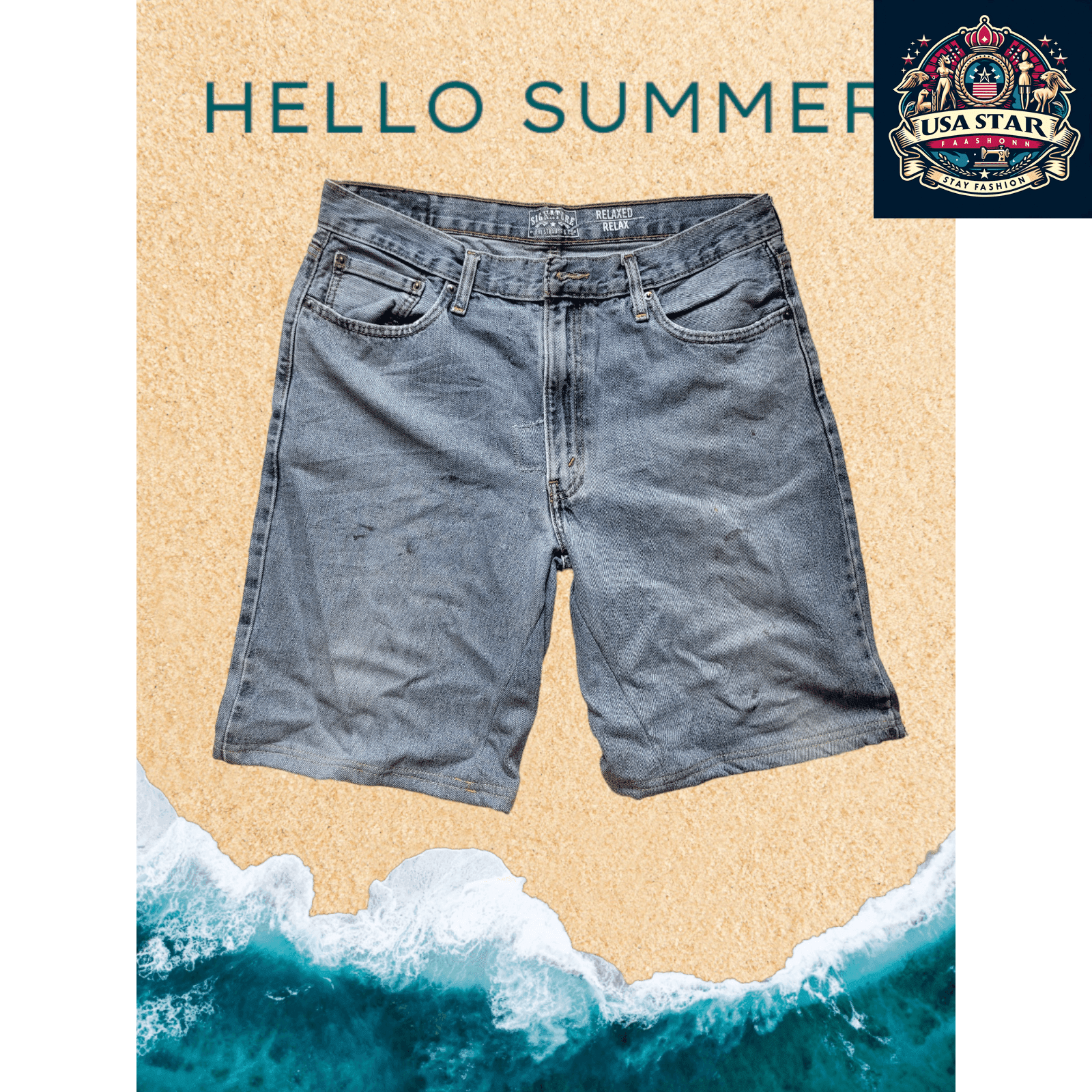 Levi's Signature Relaxed Fit Men's Denim Jorts, W36 Light Wash, Comfortable Grade B Shorts - USASTARFASHION