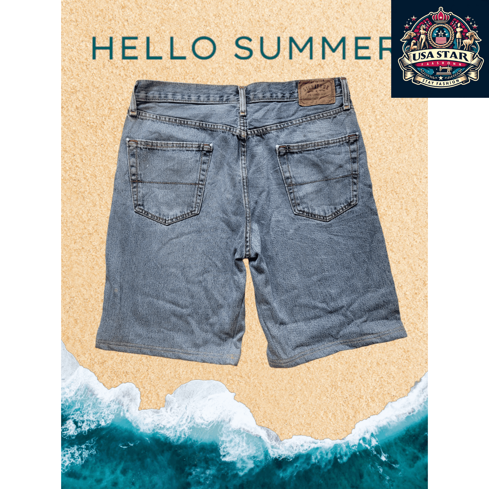 Levi's Signature Relaxed Fit Men's Denim Jorts, W36 Light Wash, Comfortable Grade B Shorts - USASTARFASHION
