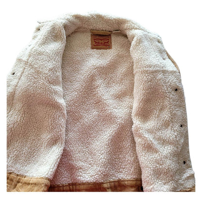 Levi's Tan Corduroy Sherpa Trucker Jacket - Size XS - USASTARFASHION