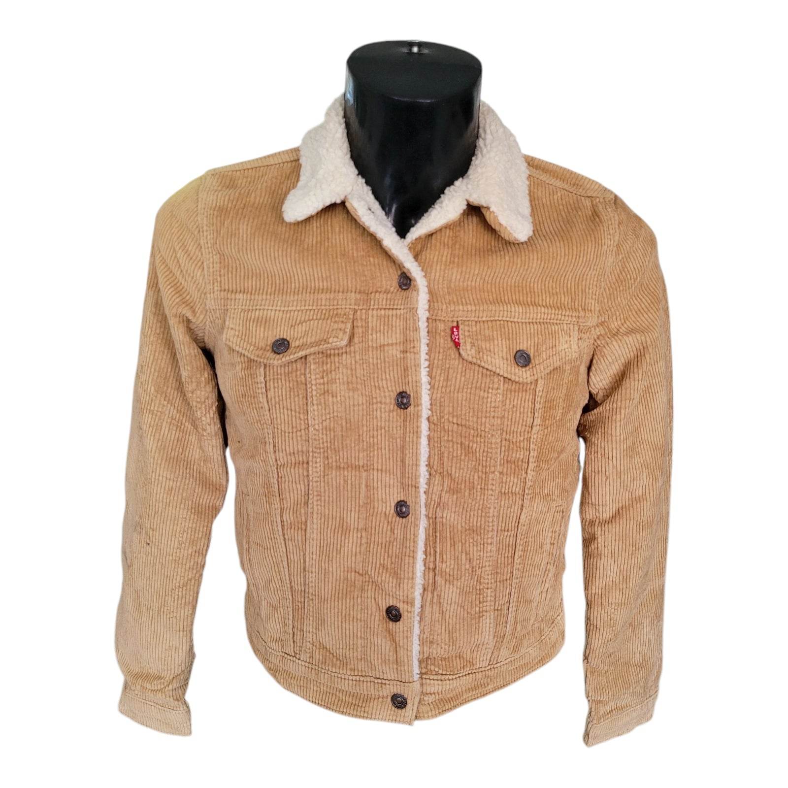 Levi's Tan Corduroy Sherpa Trucker Jacket - Size XS - USASTARFASHION
