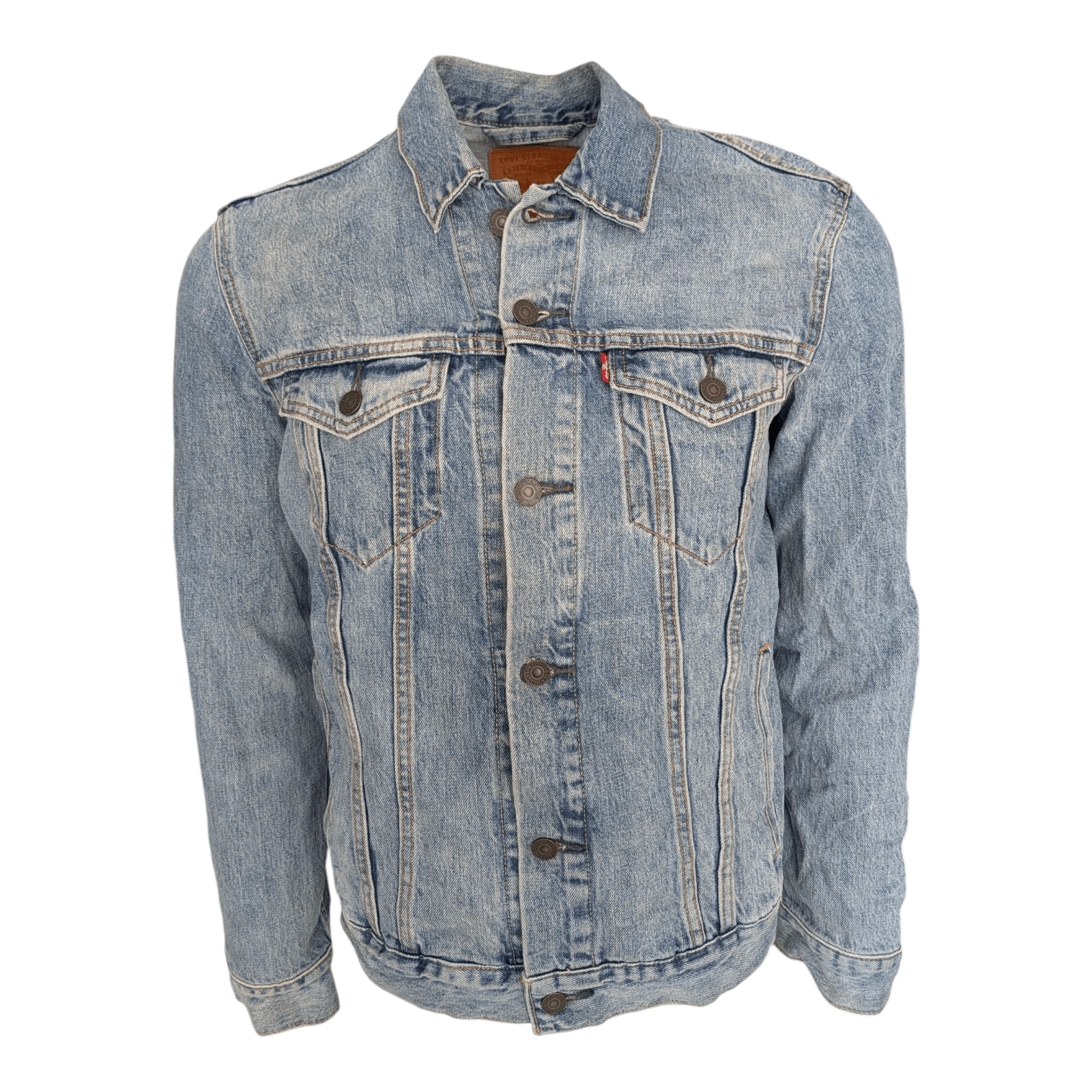 Levi’s Trucker Denim Jacket Size M Medium Blue Vintage 100% Cotton Red Tab USA - USASTARFASHION