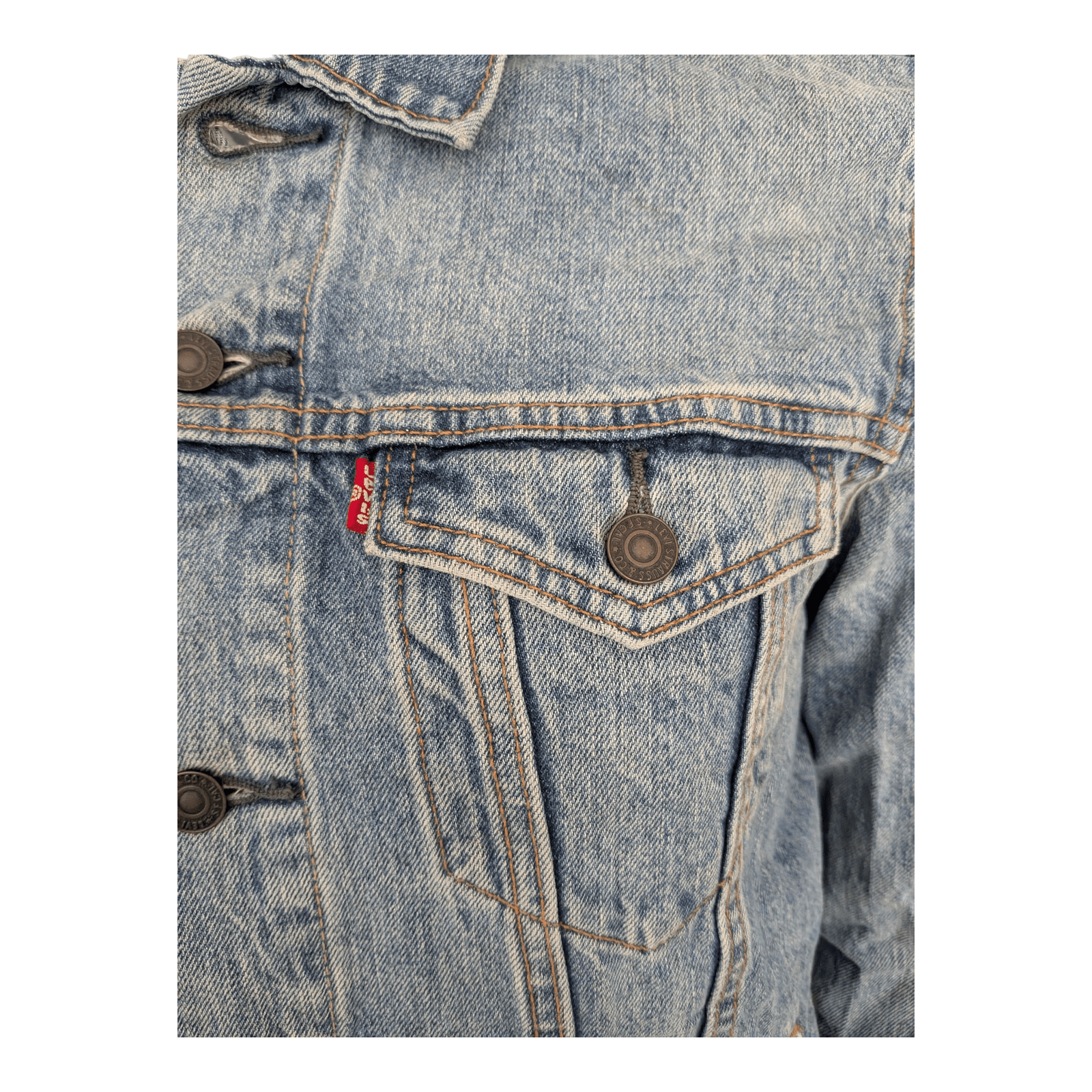 Levi’s Trucker Denim Jacket Size M Medium Blue Vintage 100% Cotton Red Tab USA - USASTARFASHION