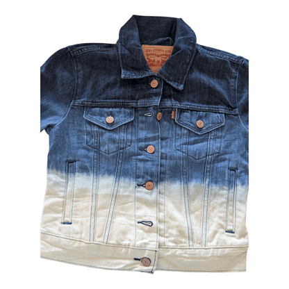 Levi’s Women’s Denim Jacket XS Blue White Ombre Gradient Trucker Style - USASTARFASHION
