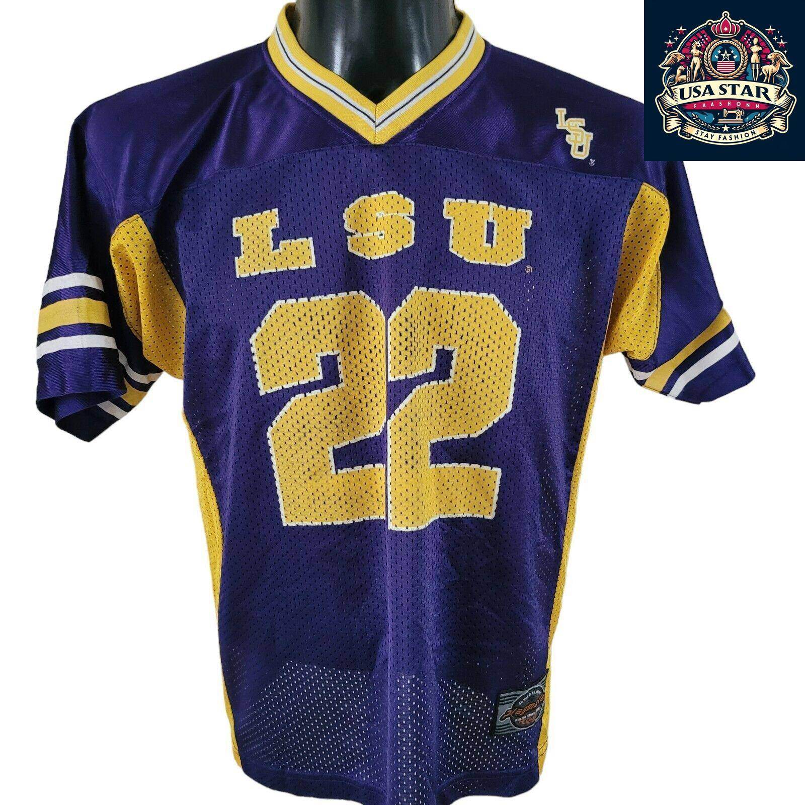 LSU Tigers Vintage Jersey Size S V - Neck Short Sleeve Purple Lightweight Comfortable Fit - USASTARFASHION