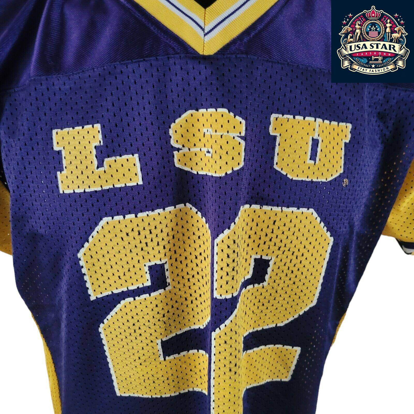 LSU Tigers Vintage Jersey Size S V - Neck Short Sleeve Purple Lightweight Comfortable Fit - USASTARFASHION