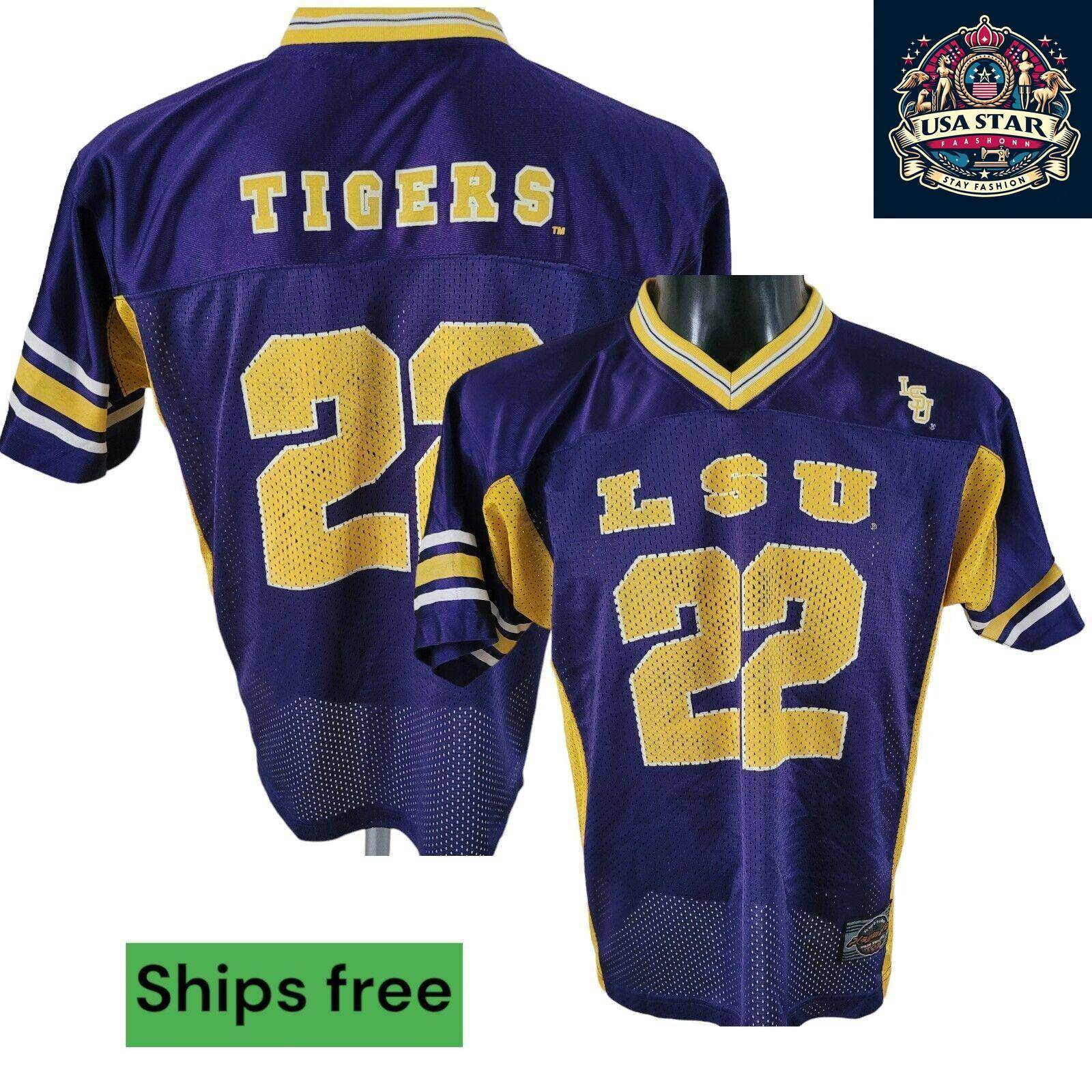 LSU Tigers Vintage Jersey Size S V - Neck Short Sleeve Purple Lightweight Comfortable Fit - USASTARFASHION