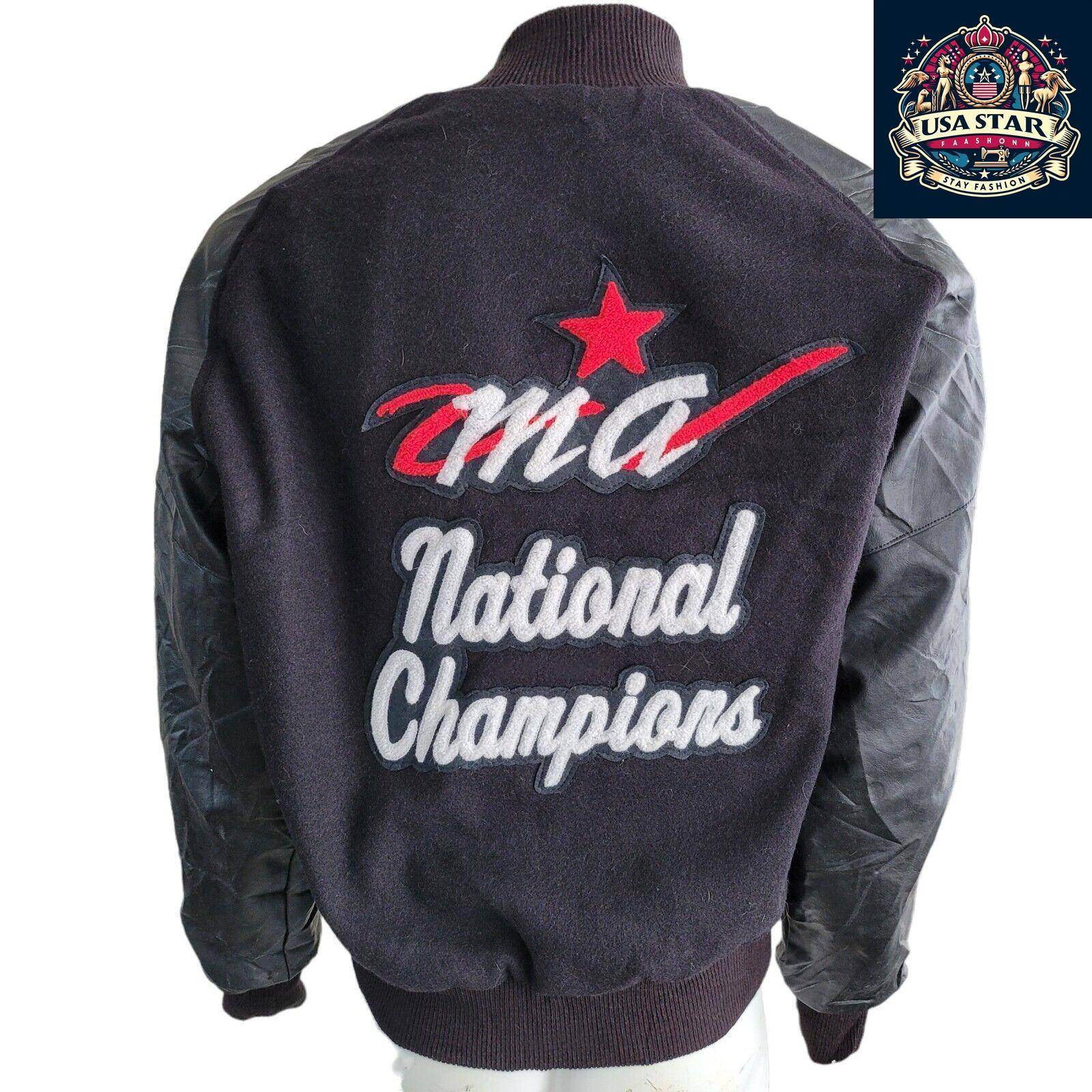 MA National Champions Varsity Wool Jacket Size L - Classic Design, Durable Comfort, Made in USA - USASTARFASHION