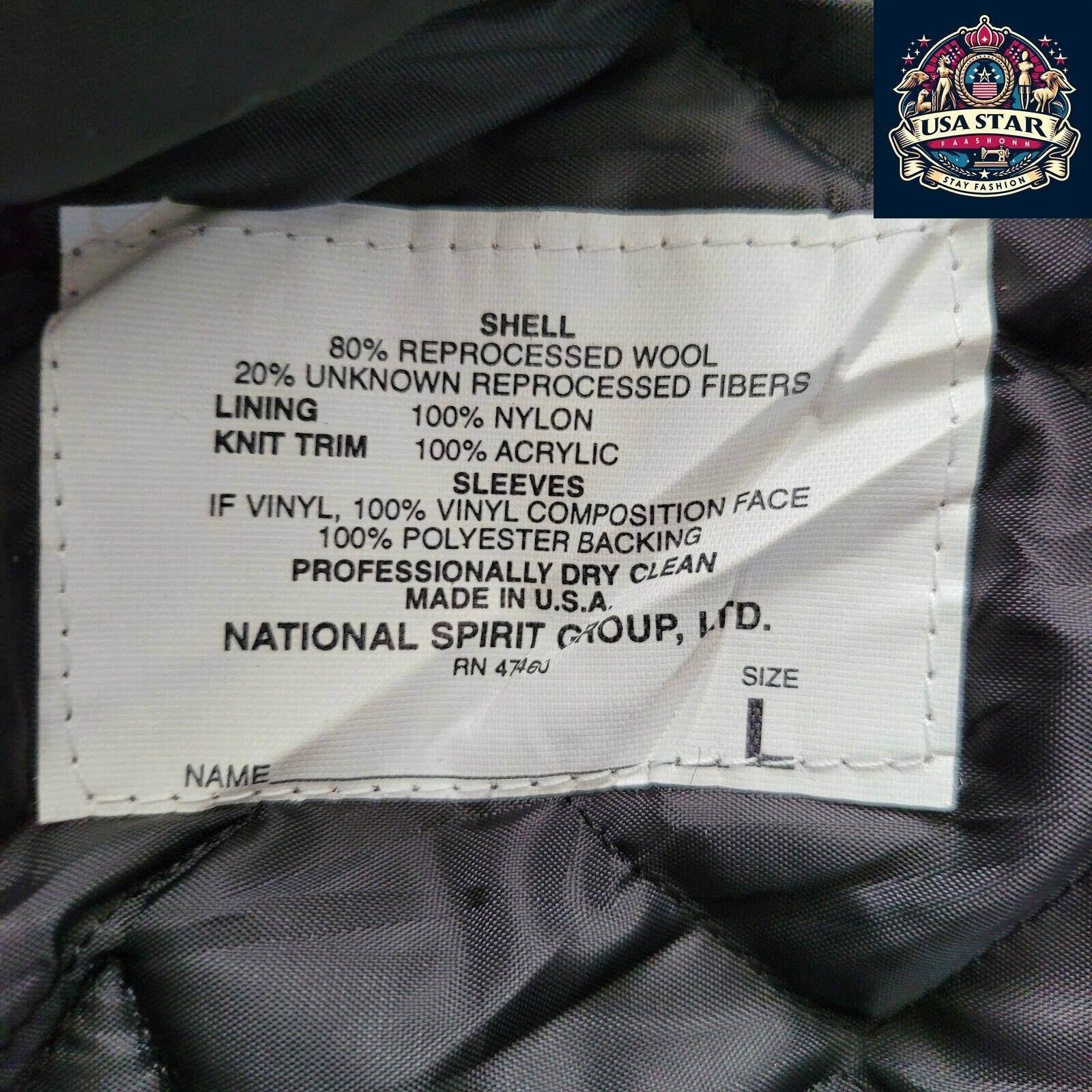 MA National Champions Varsity Wool Jacket Size L - Classic Design, Durable Comfort, Made in USA - USASTARFASHION