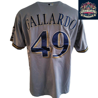 Majestic 49 Yovani Gallardo Jersey - Milwaukee Brewers Authentic Fan Apparel Size 54 Grey - USASTARFASHION