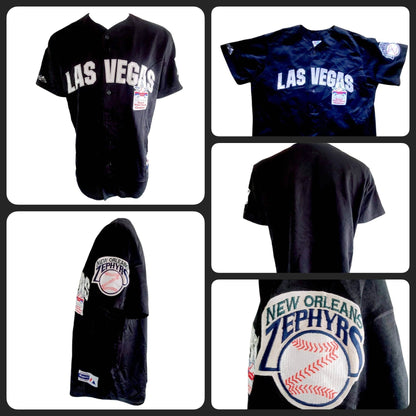Majestic Las Vegas Jersey XL Black 1998 Triple - A World Series Champions New Orleans Zephyrs - USASTARFASHION