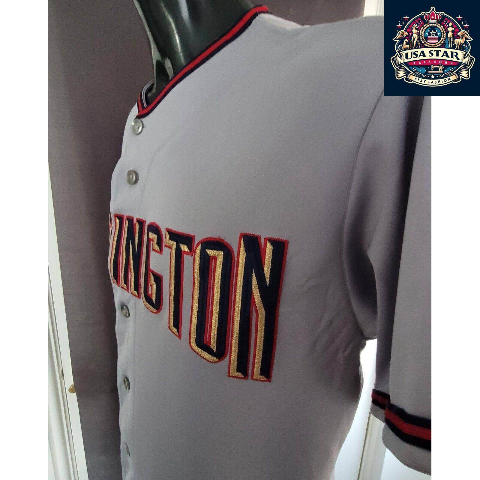 Majestic MLB Washington Nationals Jersey Shirt for Men, Medium, Stylish Grey Design, Comfortable Fit - USASTARFASHION