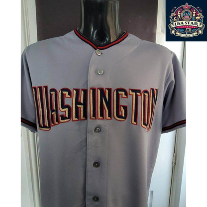 Majestic MLB Washington Nationals Jersey Shirt for Men, Medium, Stylish Grey Design, Comfortable Fit - USASTARFASHION