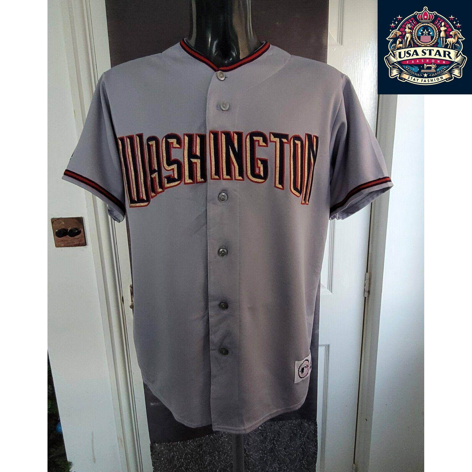 Majestic MLB Washington Nationals Jersey Shirt for Men, Medium, Stylish Grey Design, Comfortable Fit - USASTARFASHION