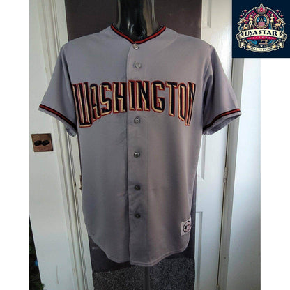 Majestic MLB Washington Nationals Jersey Shirt for Men, Medium, Stylish Grey Design, Comfortable Fit - USASTARFASHION