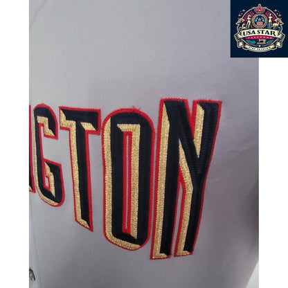 Majestic MLB Washington Nationals Jersey Shirt for Men, Medium, Stylish Grey Design, Comfortable Fit - USASTARFASHION