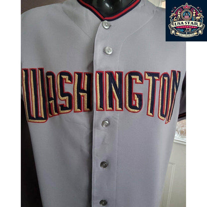Majestic MLB Washington Nationals Jersey Shirt for Men, Medium, Stylish Grey Design, Comfortable Fit - USASTARFASHION