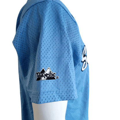 Majestic Saugerties Baseball Jersey Men's Medium 6 - Authentic Sky Blue Polyester Teamwear - USASTARFASHION