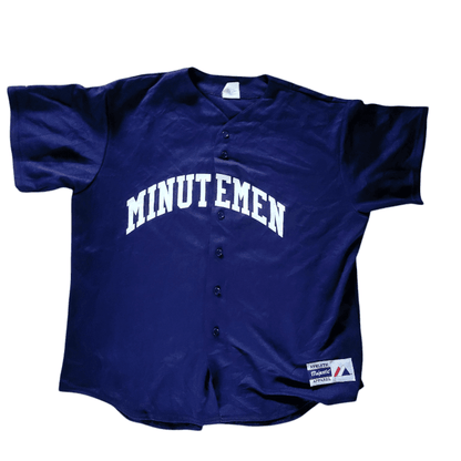 Majestic Vintage Baseball Jersey XL 14 Minutemen Buckaroo Made In USA Navy Blue - USASTARFASHION
