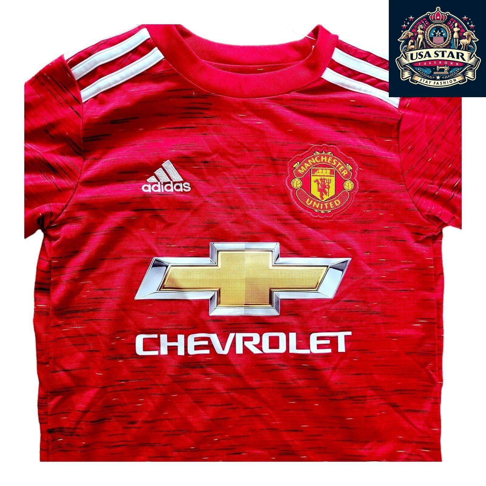Manchester United Kid's Adidas Home Shirt 7 - 8Y, Lightweight Aeroready Fabric, Official Badge, Red - USASTARFASHION
