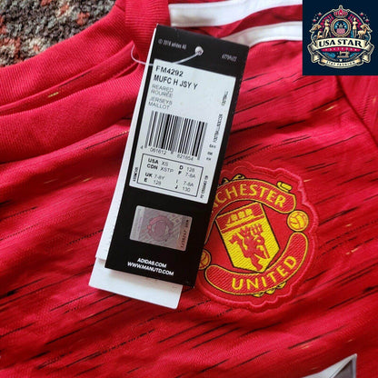 Manchester United Kid's Adidas Home Shirt 7 - 8Y, Lightweight Aeroready Fabric, Official Badge, Red - USASTARFASHION