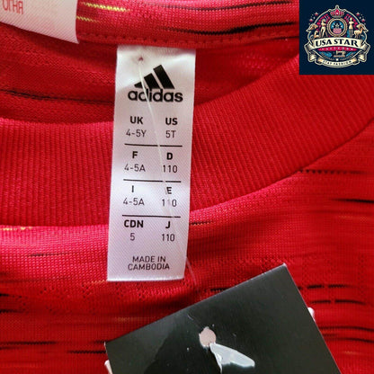 Manchester United Kids Shirt - Adidas Home Shirt Size 4 - 5Y, Breathable Fabric, Official Badge - USASTARFASHION
