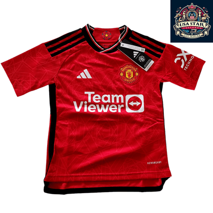 Manchester United Youth Jersey 2023 - 2024 Home Size 7 - 8Y with AEROREADY Technology, Model Zarin 7 - USASTARFASHION