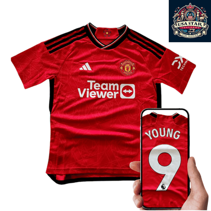 Manchester United Youth Jersey M 2023 - 2024, Adidas AEROREA, TeamViewer, Red Fan Gear - USASTARFASHION