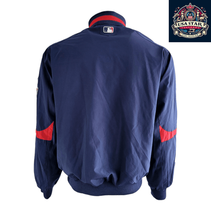 Men's Large Minnesota Twins Jacket, Authentic MLB Therma Base, Navy/Red, Zipper Pockets, Team Logo - USASTARFASHION