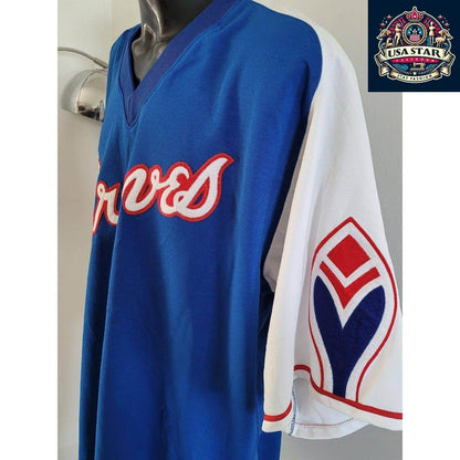 Men's Vintage Braves Jersey - 90s MLB Atlanta Braves Sewn 2 Mesh Baseball Jersey 2XL - USASTARFASHION