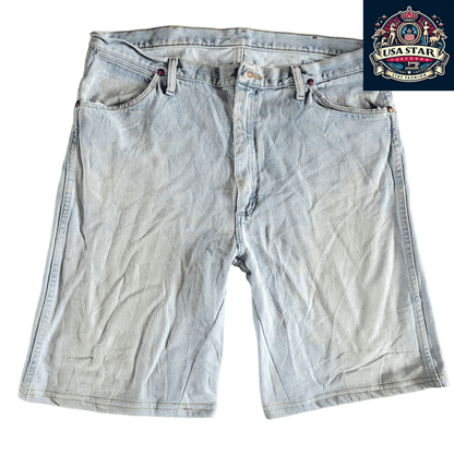 Men's Wrangler Shorts, Pre - Owned Light Blue Denim, Size 38 x 38, Durable Workwear Casual Style - USASTARFASHION