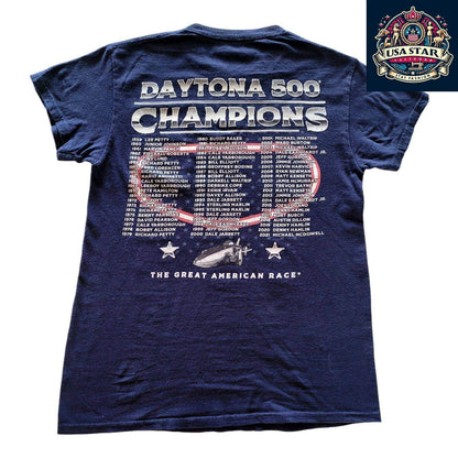 NASCAR Daytona 500 T-Shirt 1959 - 2021 Champions Graphic - 100% Cotton, Small, Comfortable Fit - USASTARFASHION