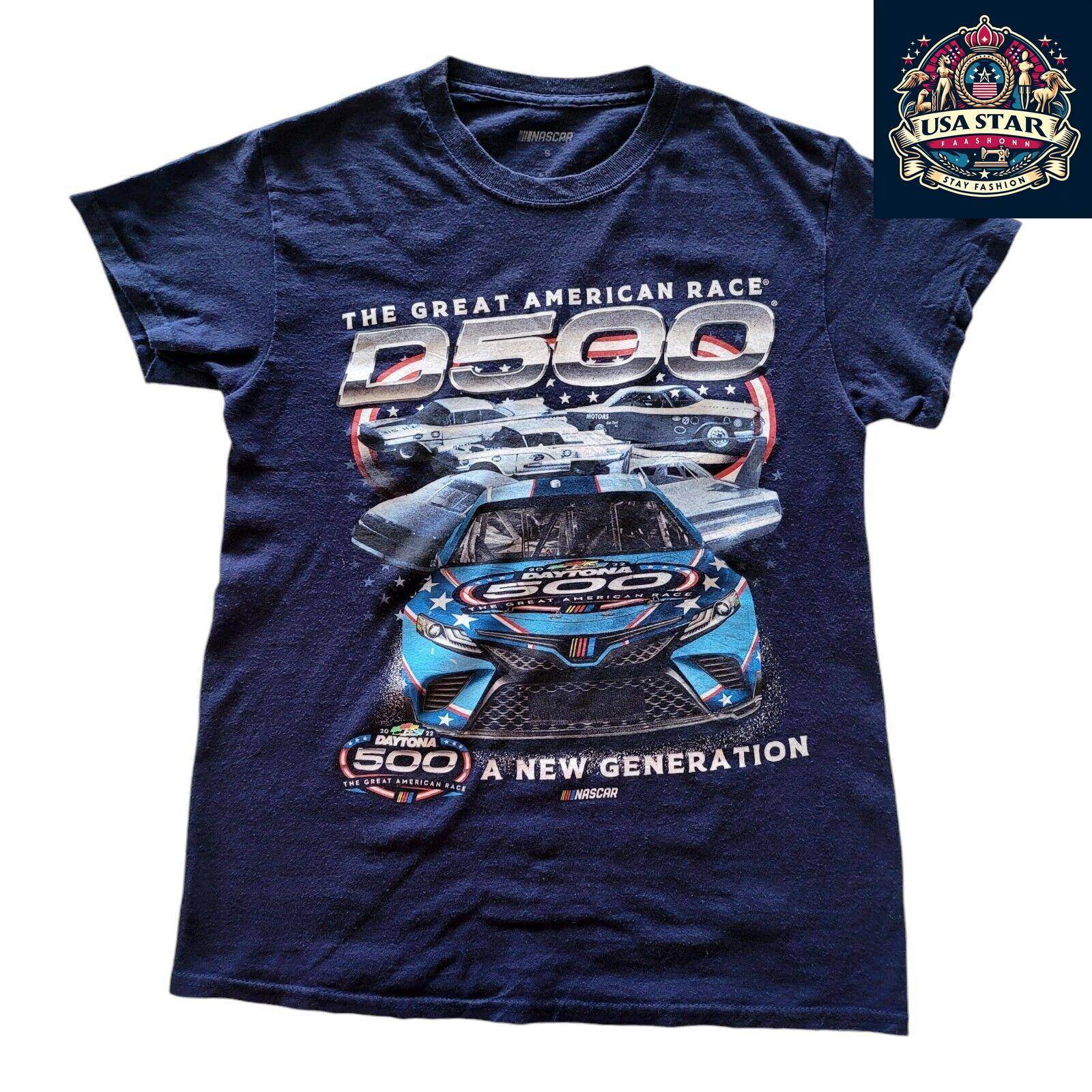 NASCAR Daytona 500 T-Shirt 1959 - 2021 Champions Graphic - 100% Cotton, Small, Comfortable Fit - USASTARFASHION