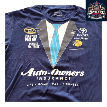 NASCAR T-Shirt for Men by Fanatics, 100% Cotton, Classic Crew Neck, XL, Auto - Owners Insurance Design - USASTARFASHION