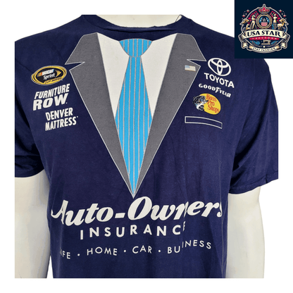 NASCAR T-Shirt for Men by Fanatics, 100% Cotton, Classic Crew Neck, XL, Auto - Owners Insurance Design - USASTARFASHION