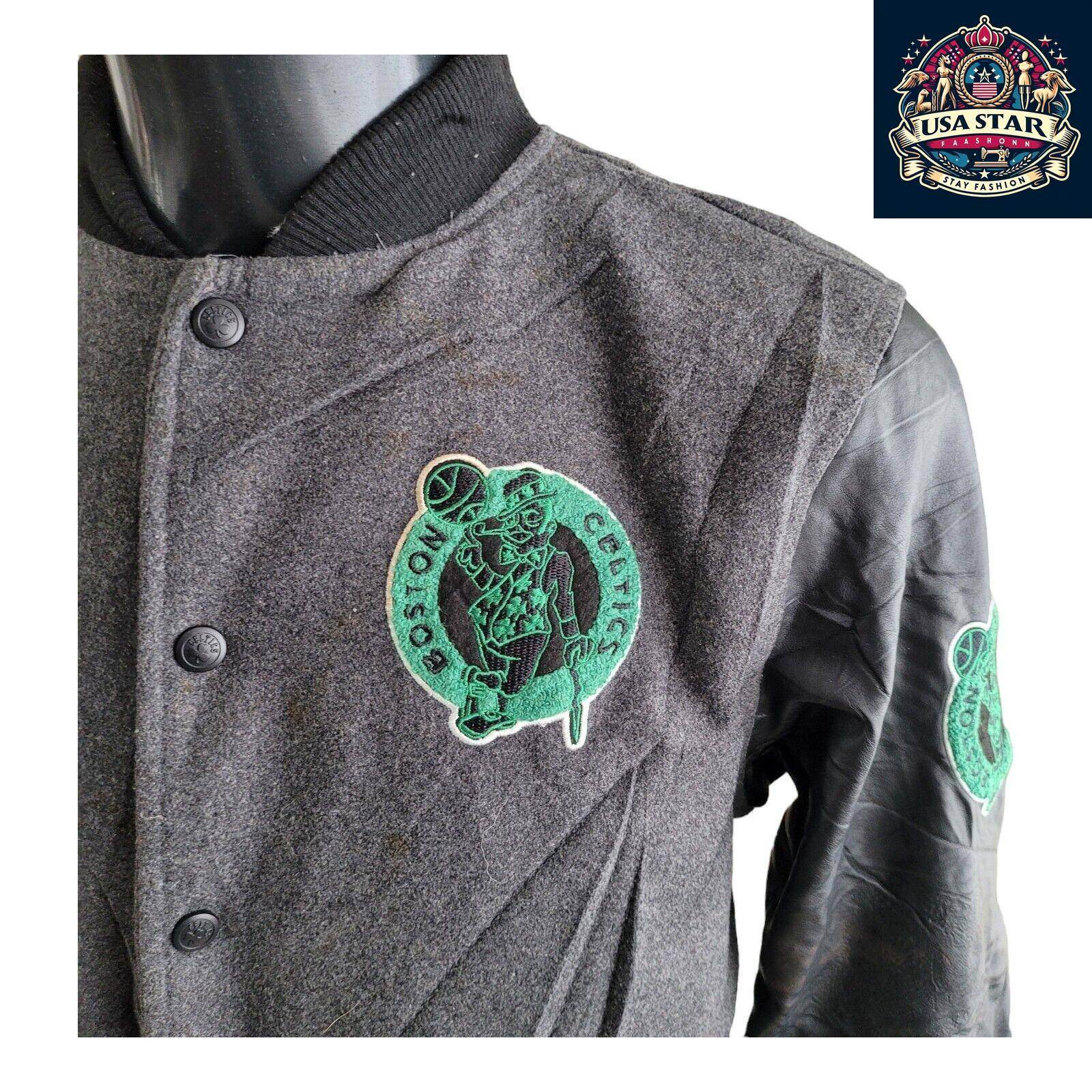 NBA Youth 100% Wool Boston Celtics Varsity Jacket in Kelly Green for Game Day Style - USASTARFASHION