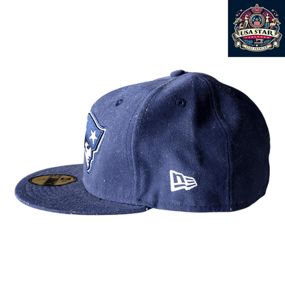 New England Patriots Cap - New Era 59Fifty Fitted Hat Size 7 1/4 in Durable Navy Blue - USASTARFASHION