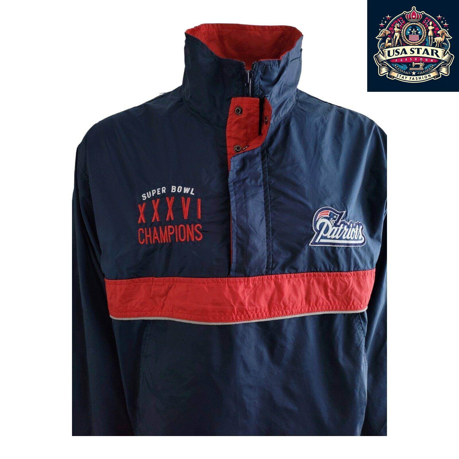 New England Patriots Jacket 5X Super Bowl Champions - Men's Waterproof L, Stylish Design - USASTARFASHION