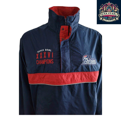New England Patriots Jacket 5X Super Bowl Champions - Men's Waterproof L, Stylish Design - USASTARFASHION
