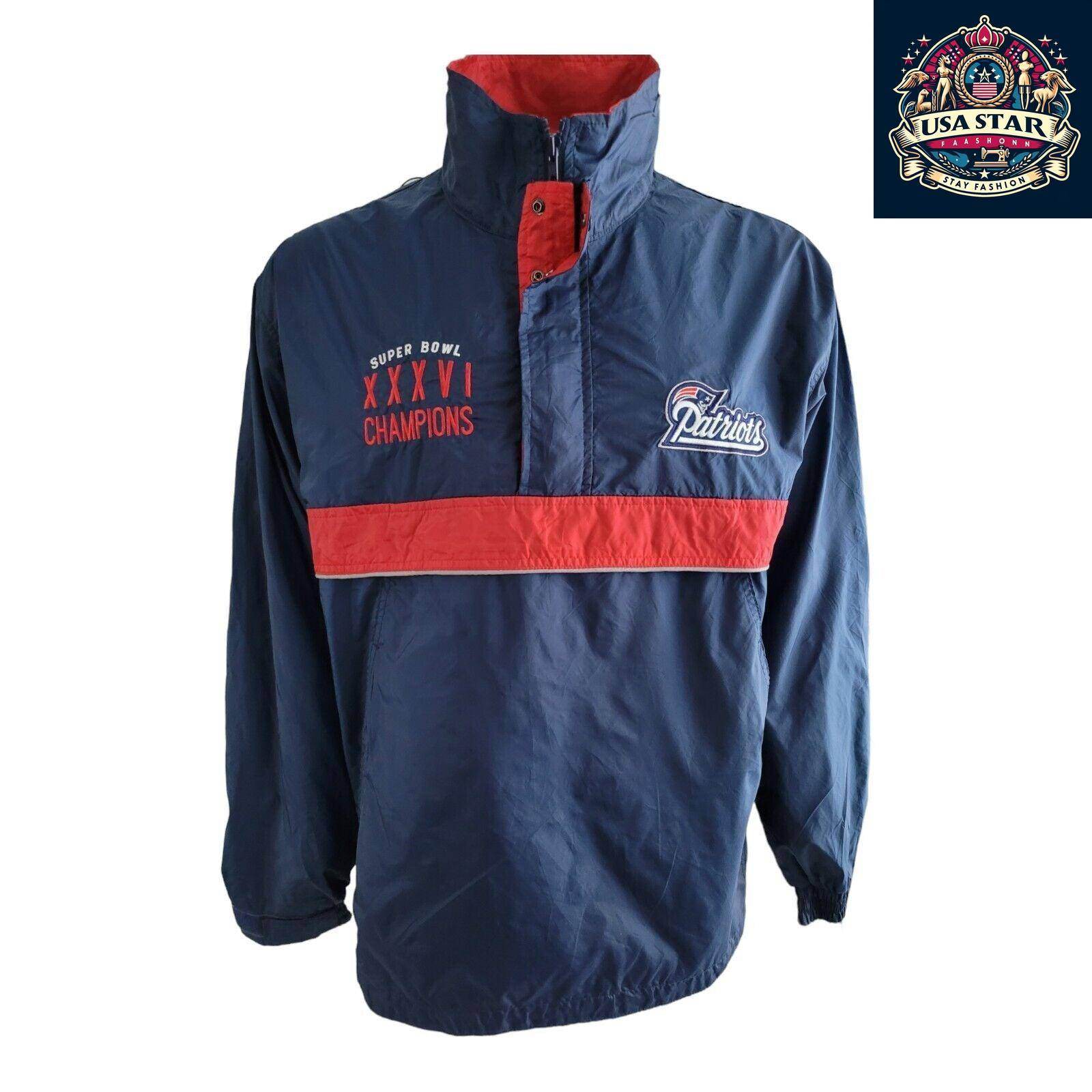 New England Patriots Jacket 5X Super Bowl Champions - Men's Waterproof L, Stylish Design - USASTARFASHION