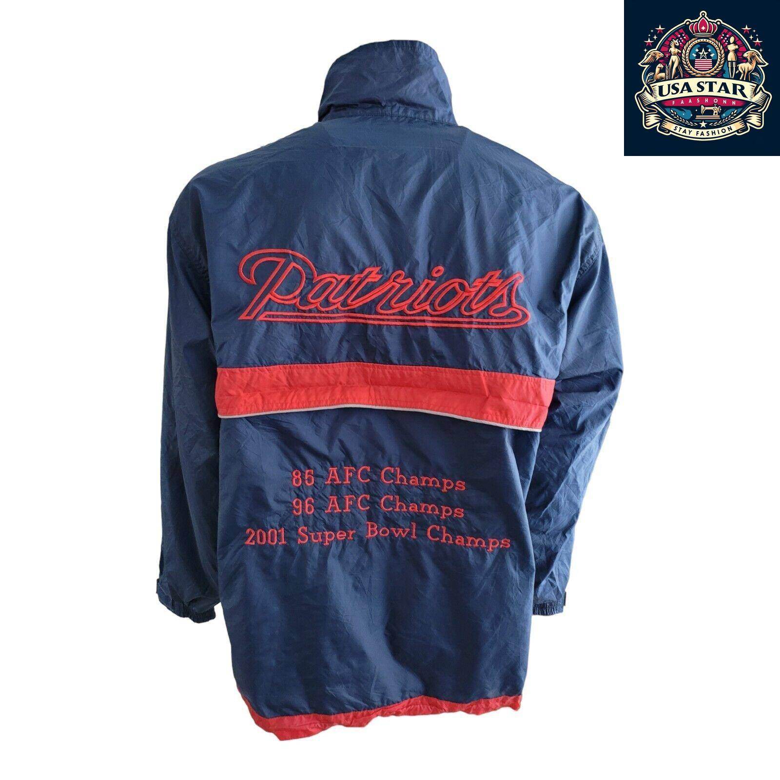 New England Patriots Jacket 5X Super Bowl Champions - Men's Waterproof L, Stylish Design - USASTARFASHION