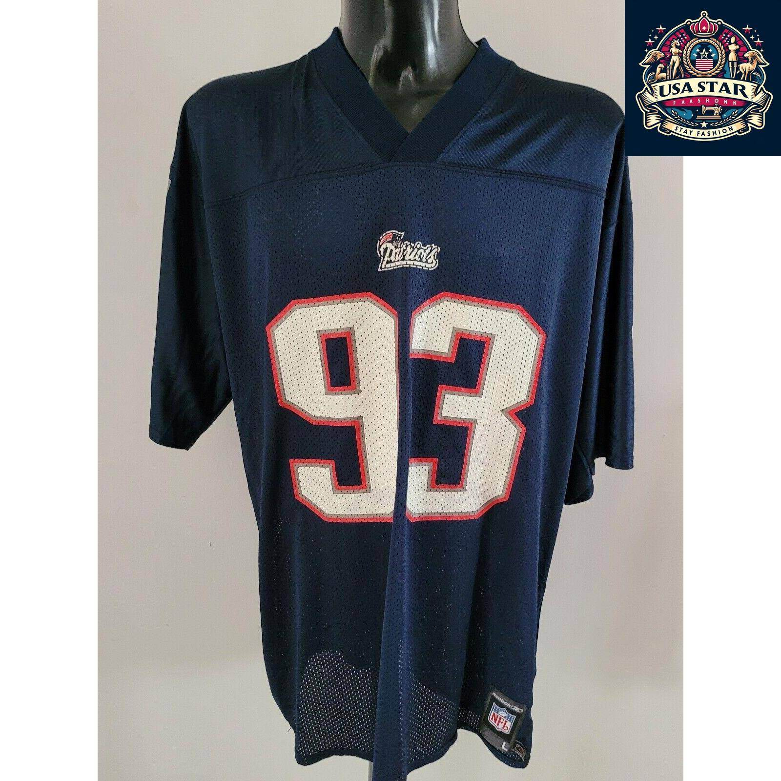 New England Patriots Jersey Seymour No. 93 – Size L, Classic Style, Grade A Vintage Condition - USASTARFASHION