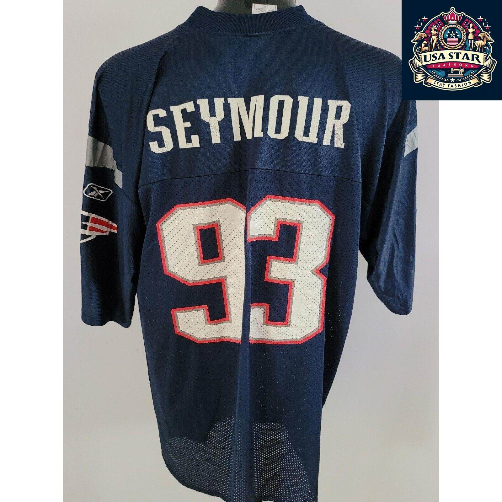 New England Patriots Jersey Seymour No. 93 – Size L, Classic Style, Grade A Vintage Condition - USASTARFASHION