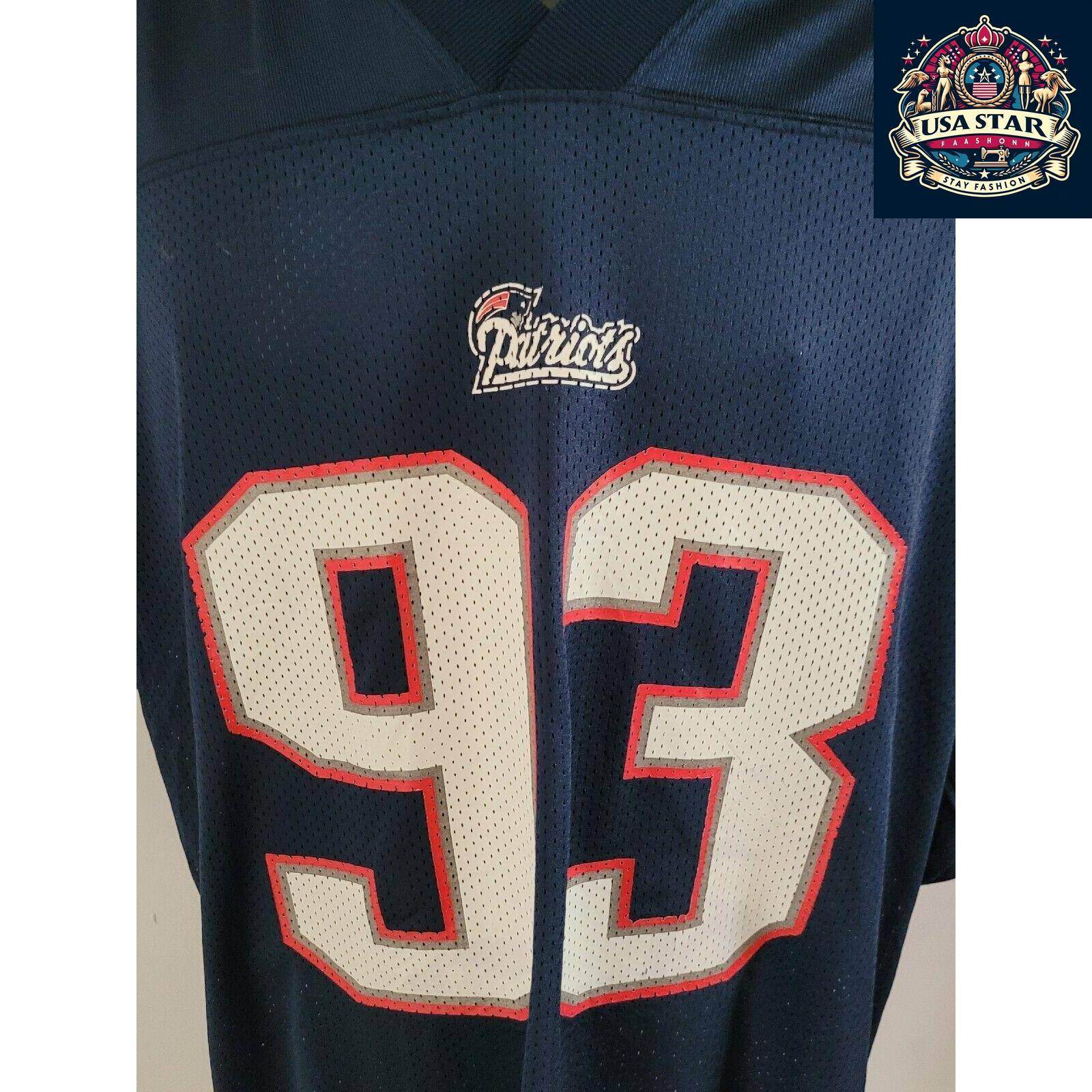 New England Patriots Jersey Seymour No. 93 – Size L, Classic Style, Grade A Vintage Condition - USASTARFASHION