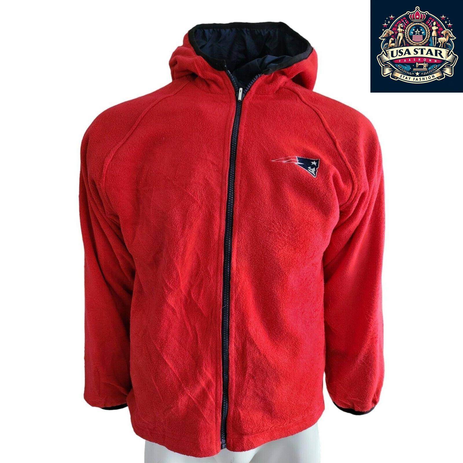 New England Patriots Youth Jacket Large (14/16) Blue Reversible Full Zip with Pockets - USASTARFASHION