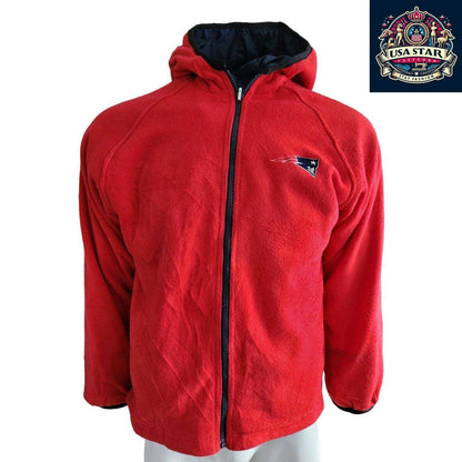 New England Patriots Youth Jacket Large (14/16) Blue Reversible Full Zip with Pockets - USASTARFASHION